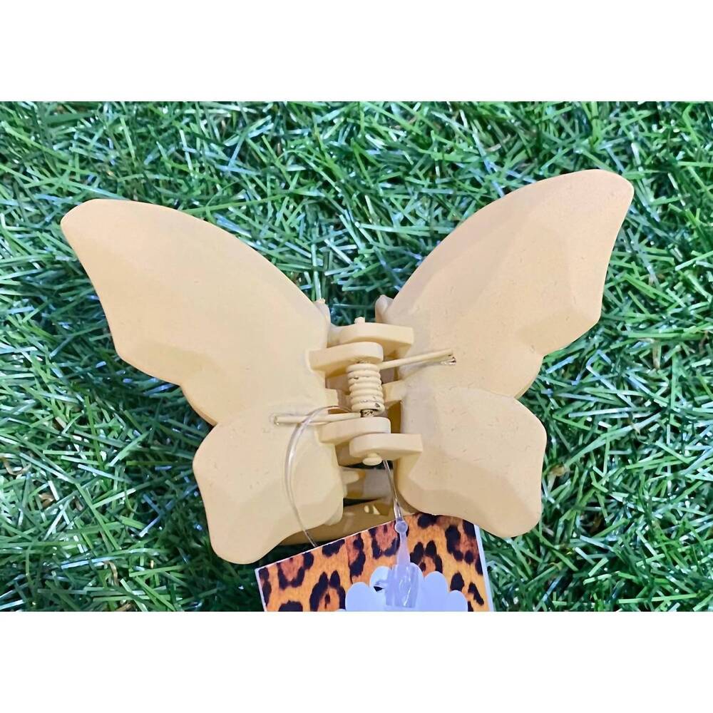 NEW FUNTEZE women's matte butterfly hair claw clip in mustard